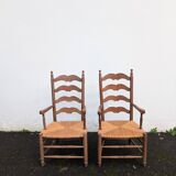 Pair of straw armchairs