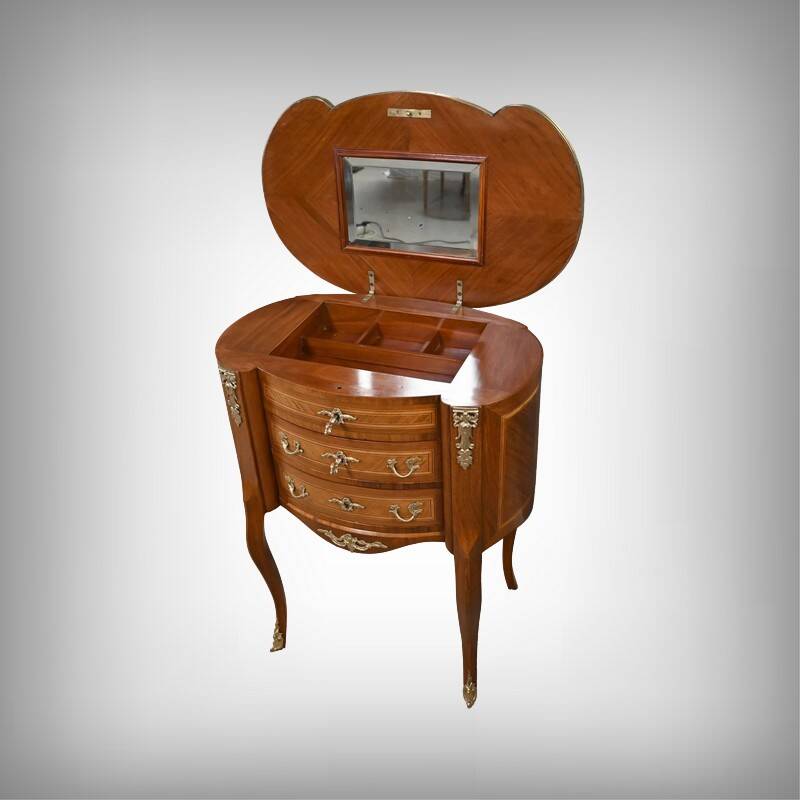 Petite Commode Coiffeuse en Acajou, style Transition – 1940
