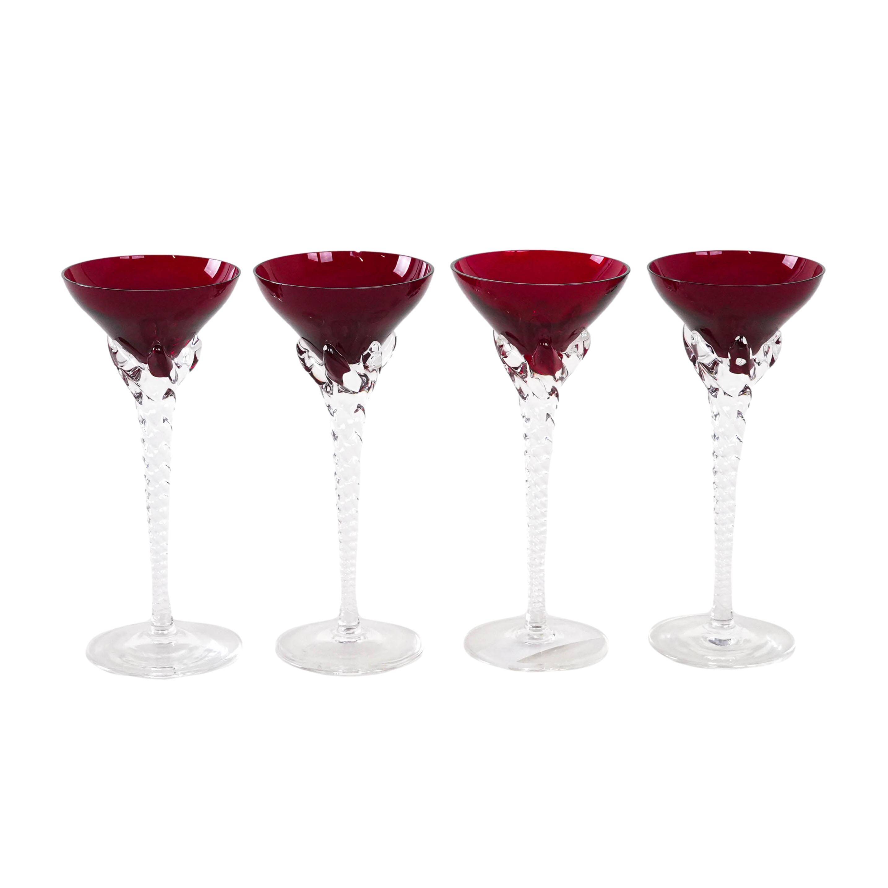 Set of ruby glasses, Danish design, 1970s, manufactured in Denmark