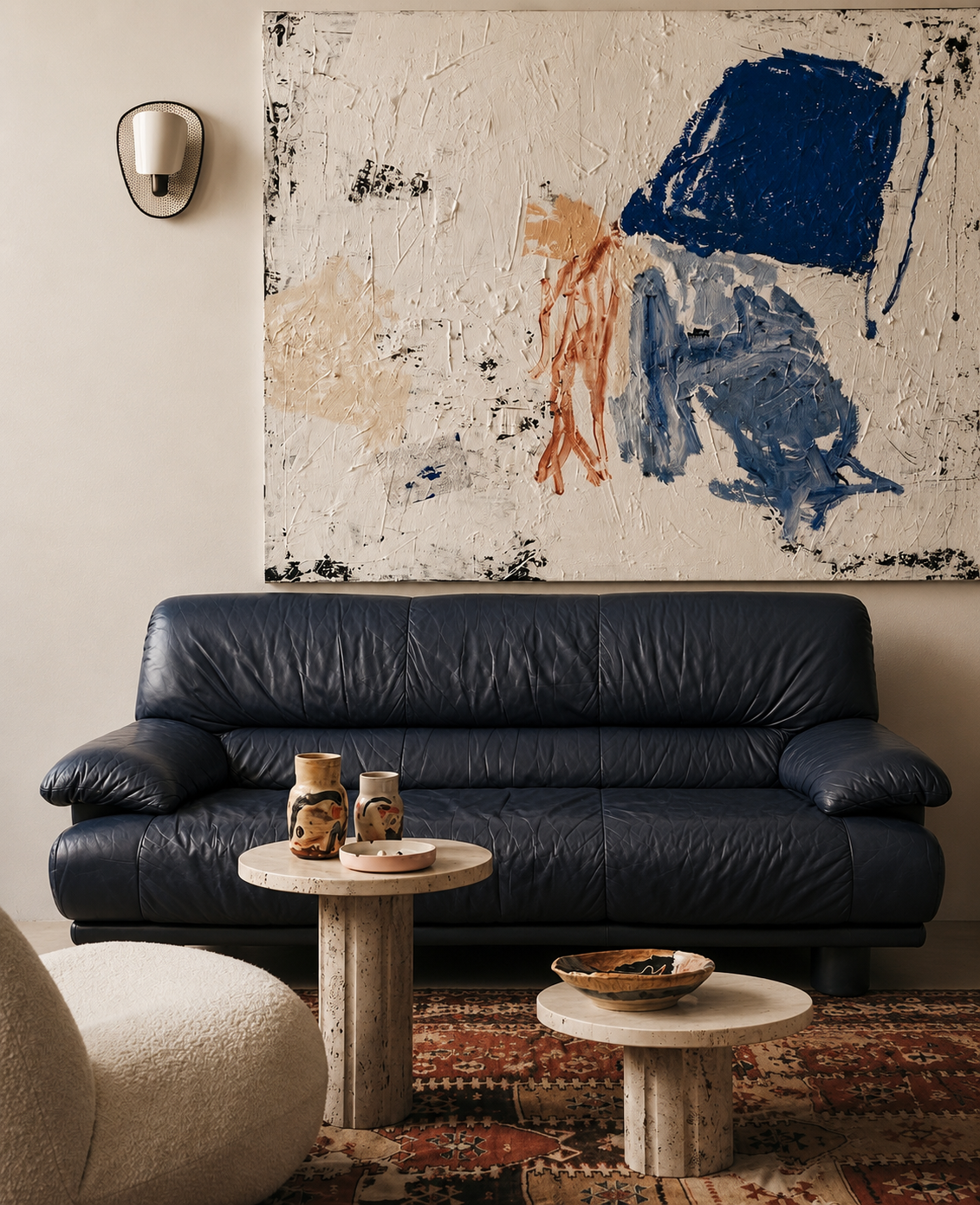 Leather sofa Nicoletti Salotti Italy Circa 1980