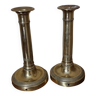 Pair of antique brass candle holders