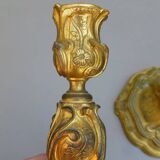 Gilded bronze candlesticks in Rococo style 2.5kg late 18th century