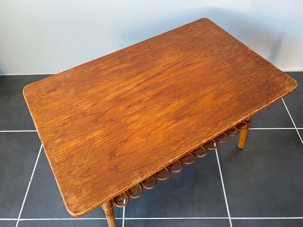 Vintage rattan coffee table 86x53x46 70s