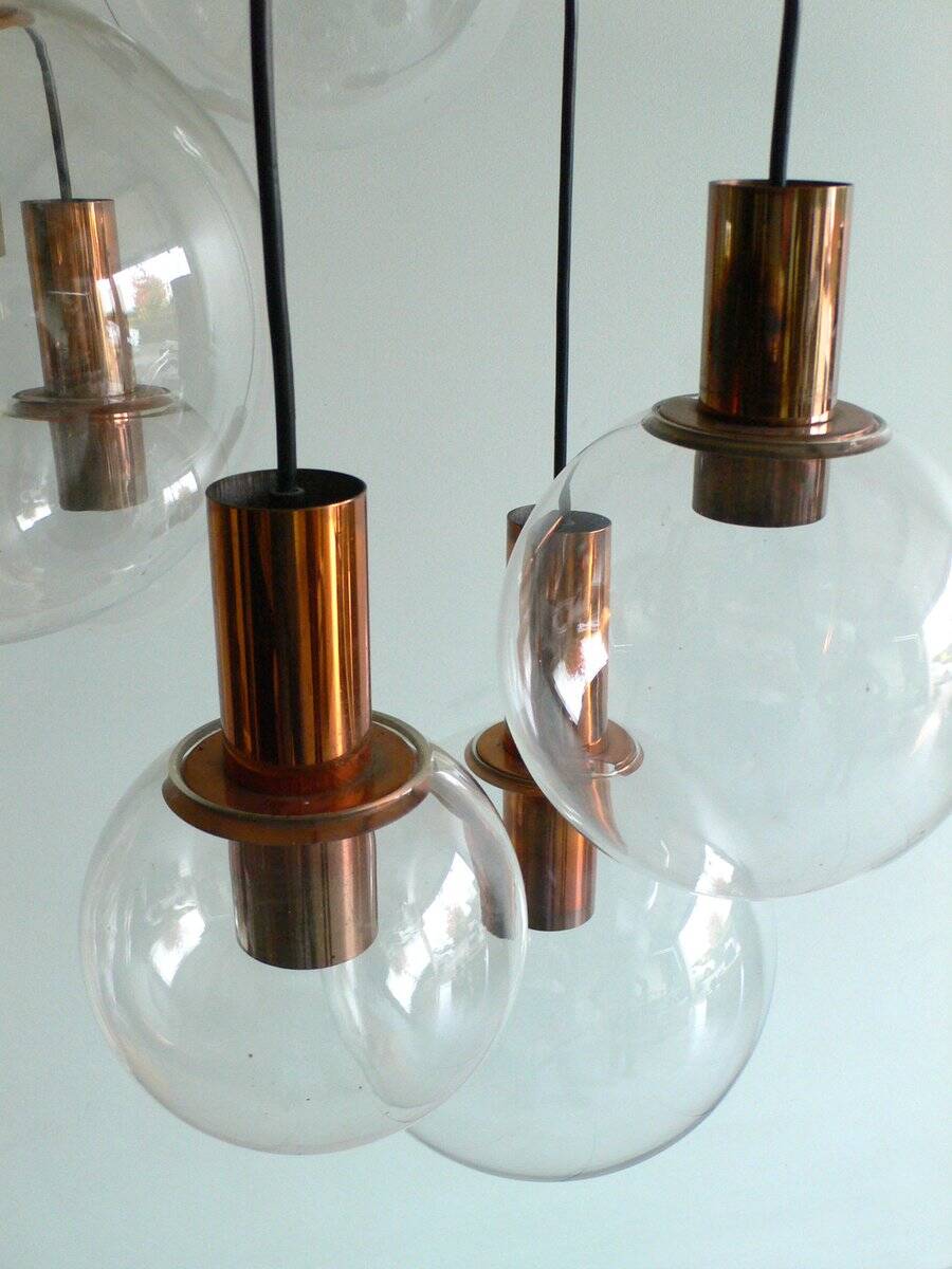 Large Copper & Glass Pendant Lamp from Raak, 1960s