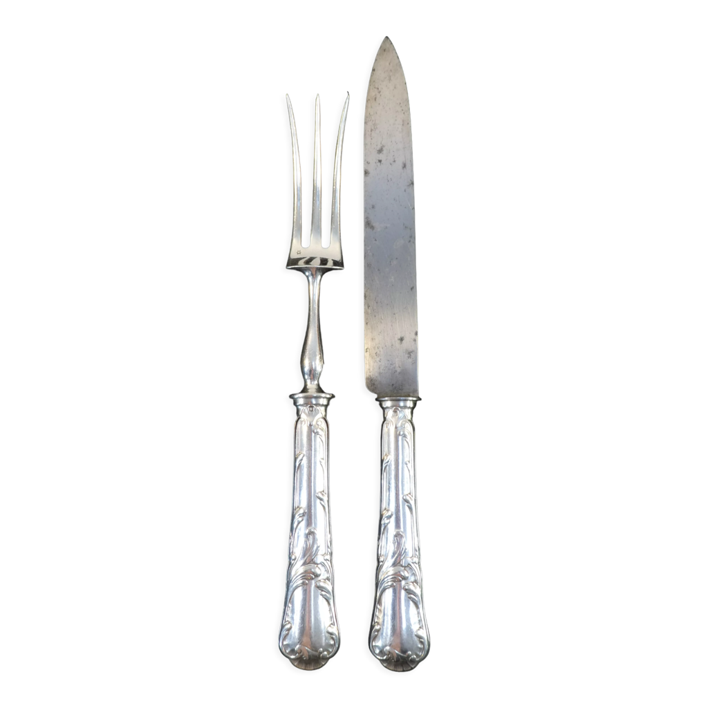 Couverts De Service à Poisson XIXème En Argent Massif manche argent fourré - Arts de la table