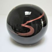 ball paperweight black and coppery glass paste Bob le Bleis glassware Maure Old vintage