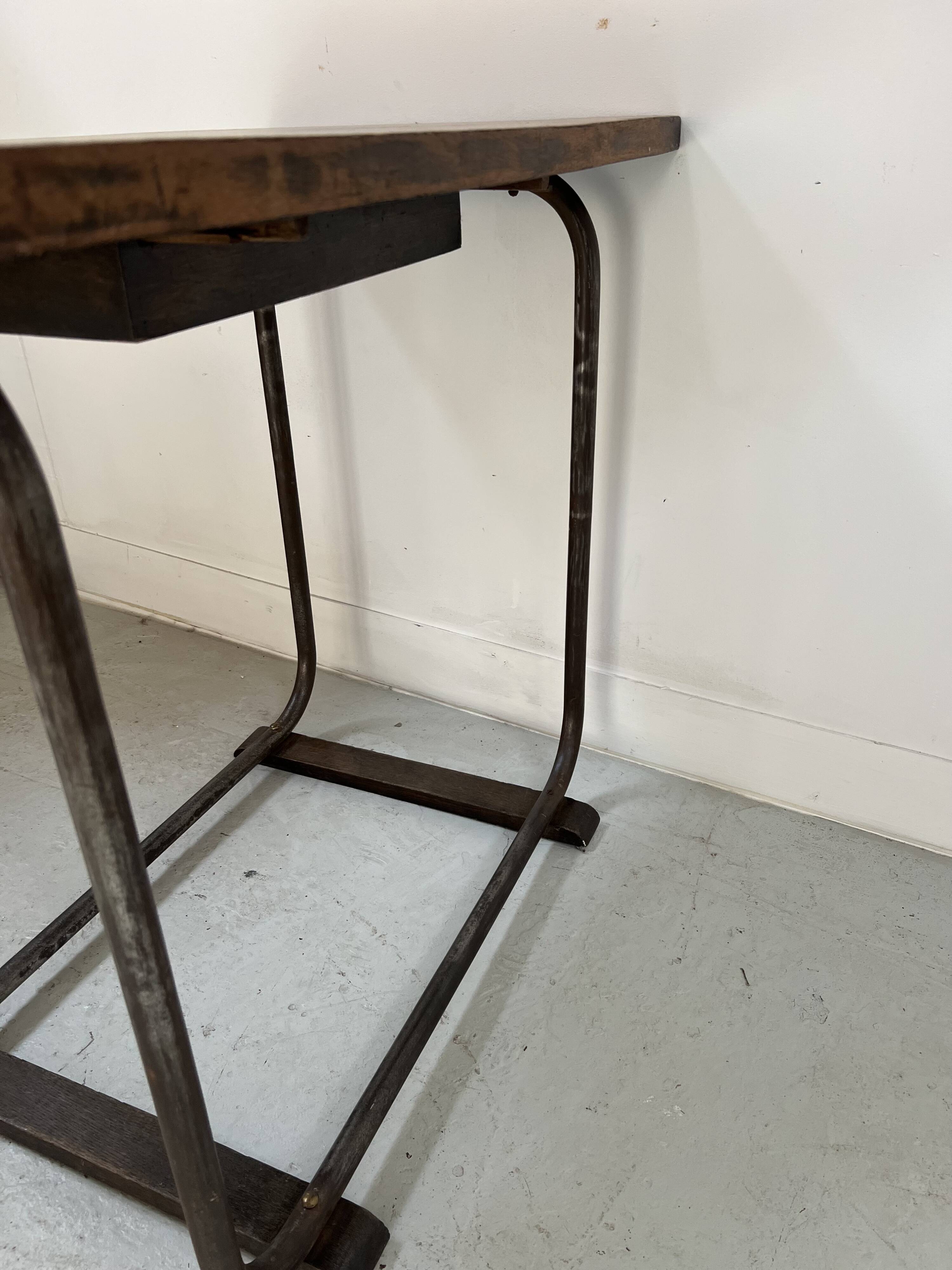 Designer desk in tube and wooden top, 20th century
