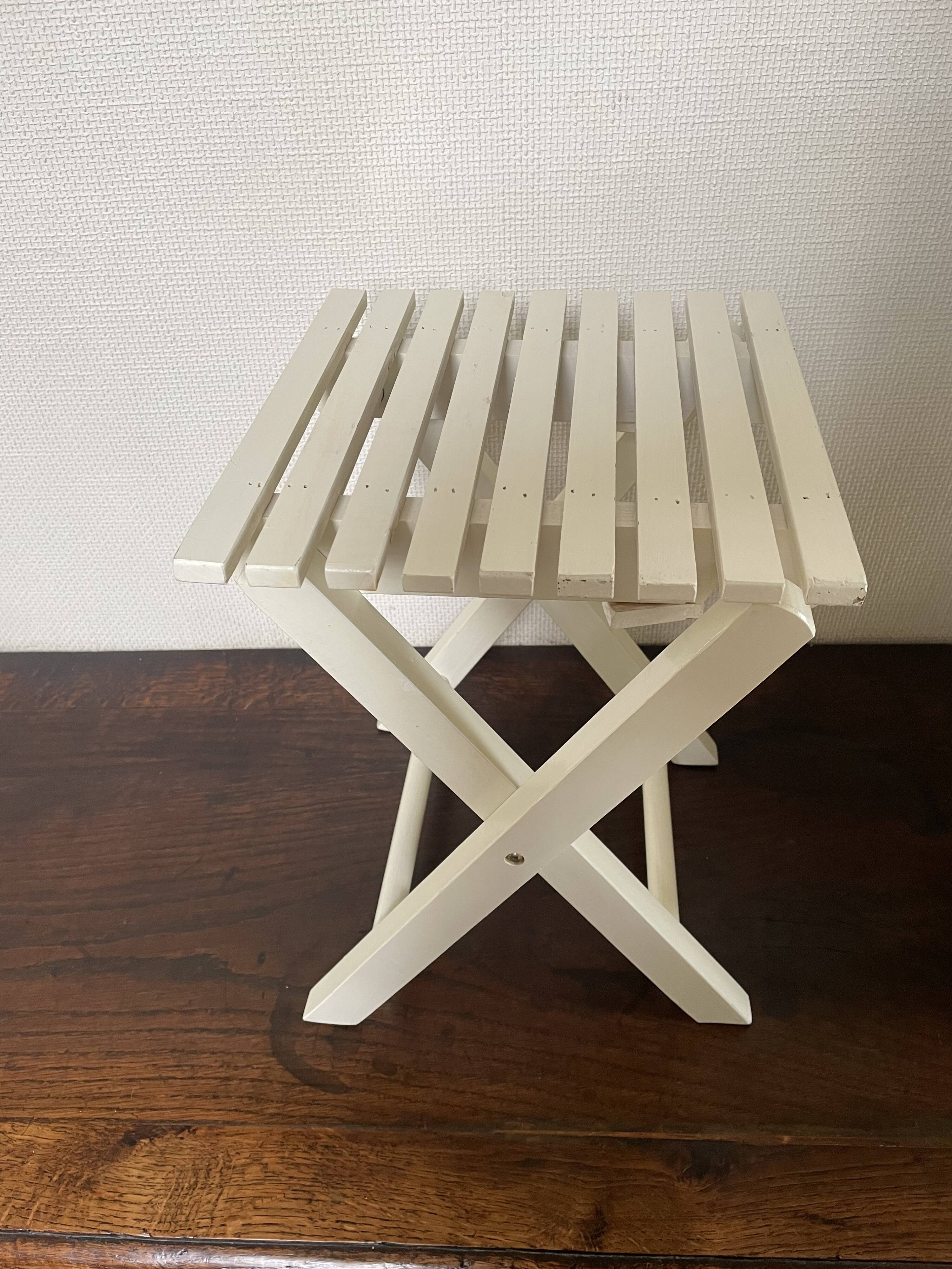 Tabouret de pêche à lattes vintage
