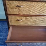 Rattan and bamboo chest of drawers