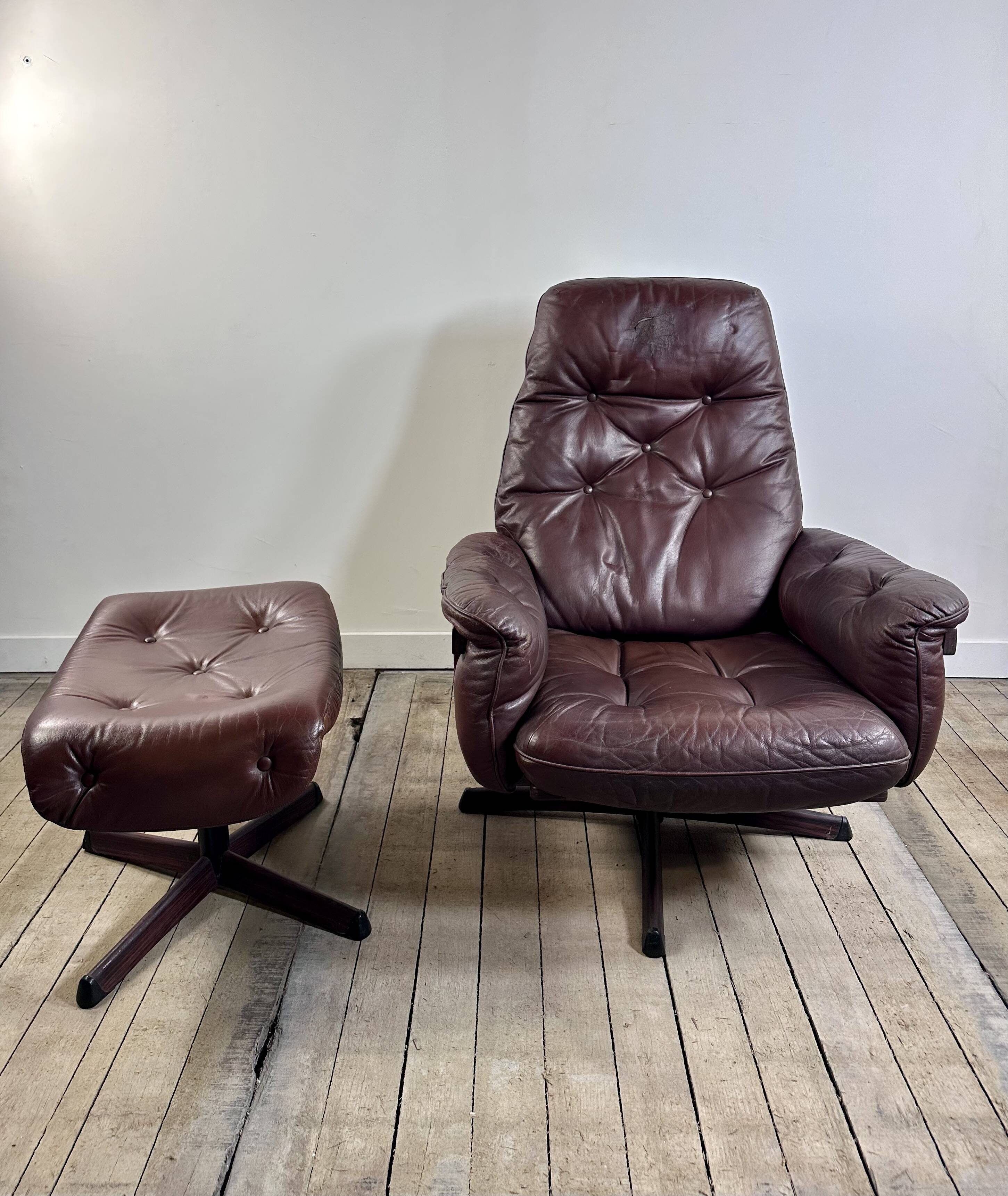 Leather armchair and ottoman by GÖTE MÖBLER Sweden 1960