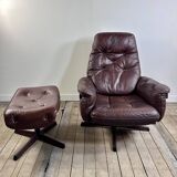 Leather armchair and ottoman by GÖTE MÖBLER Sweden 1960