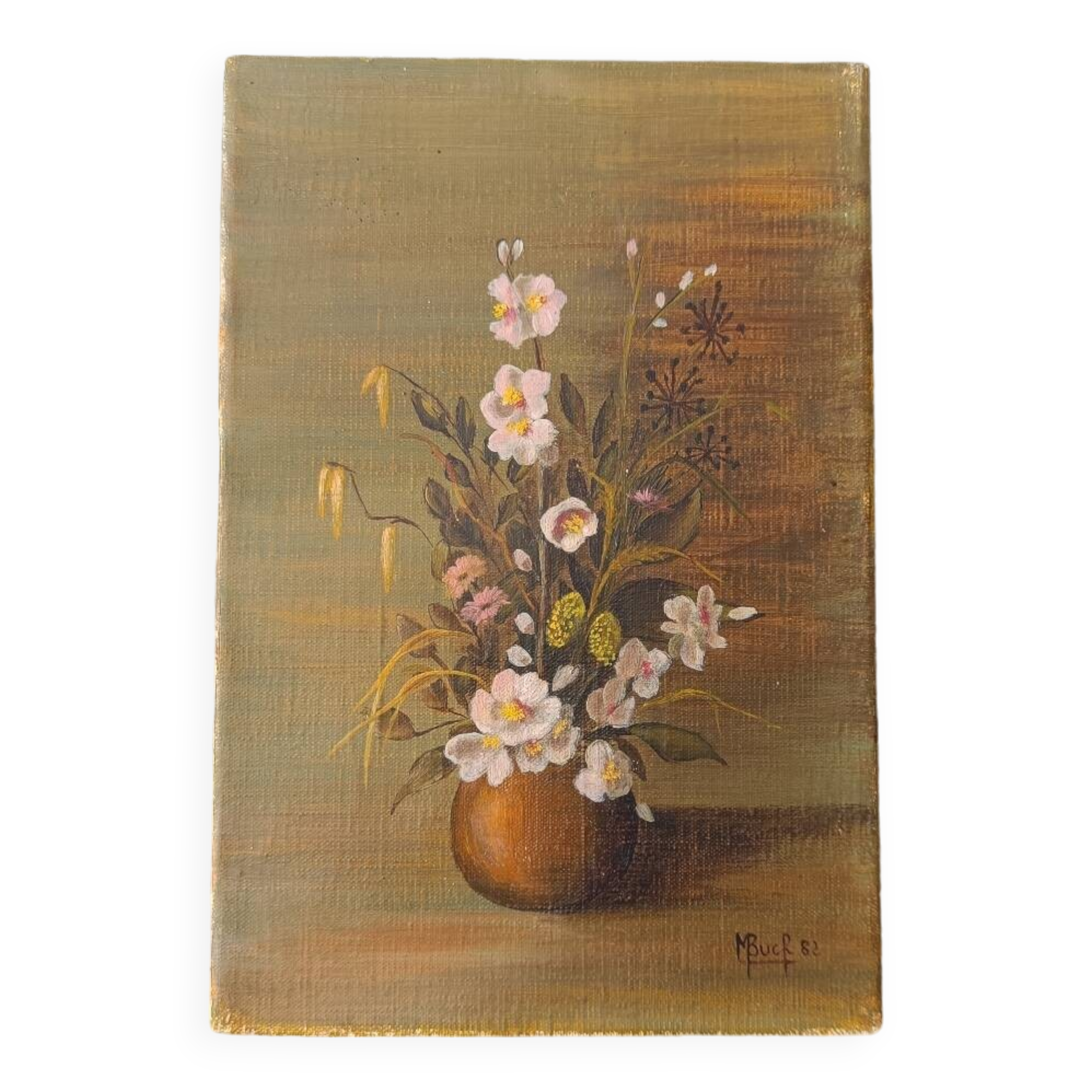 Canvas painting of a bouquet of flowers.