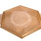 Art Deco hexagonal plate in pressed rose-orange glass, 27cm