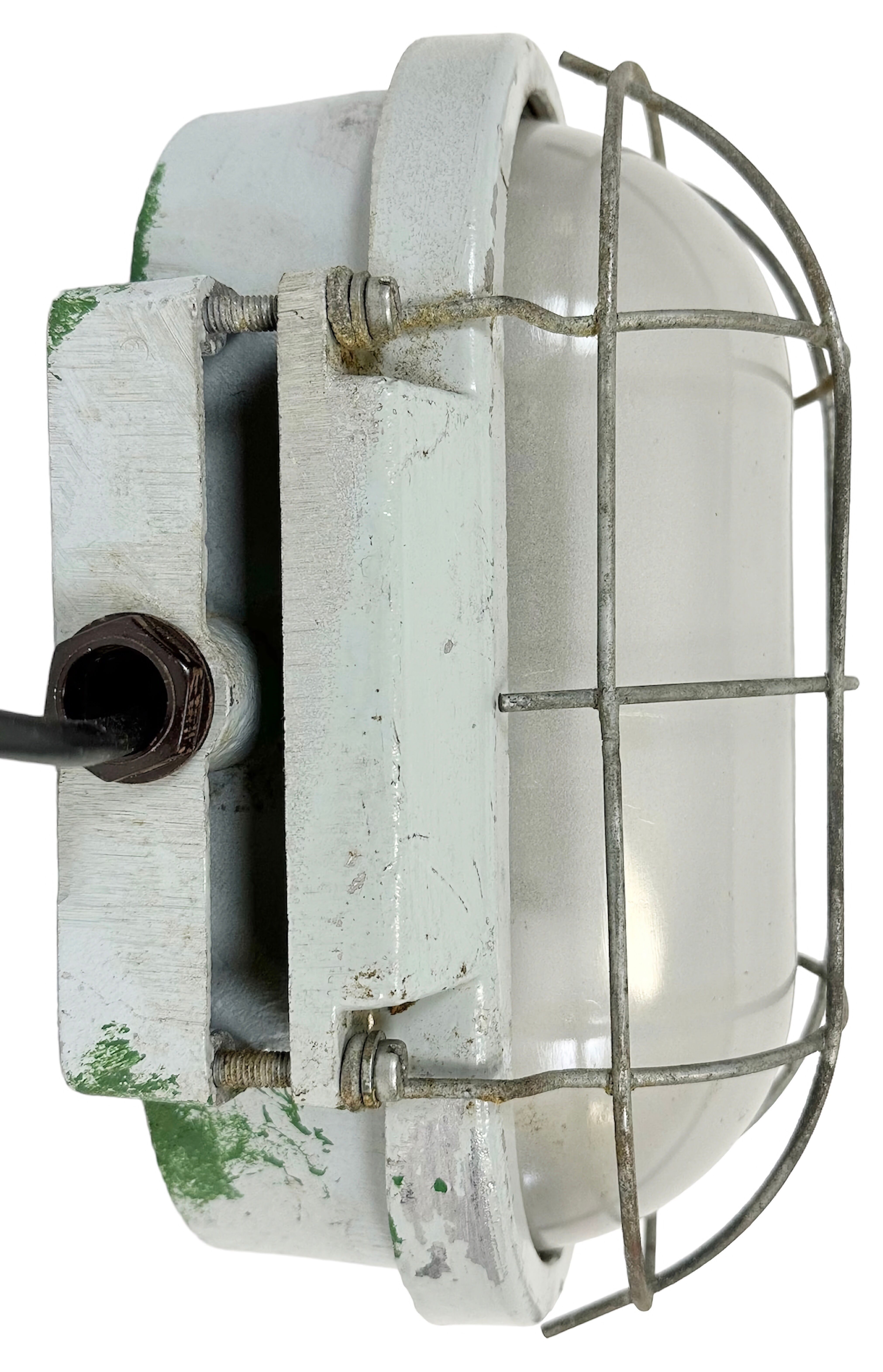 Industrial Cast Aluminium Wall Light with Milk Glass from Elektrosvit, 1970s