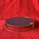 Plateau vintage rond en métal doré et miroir