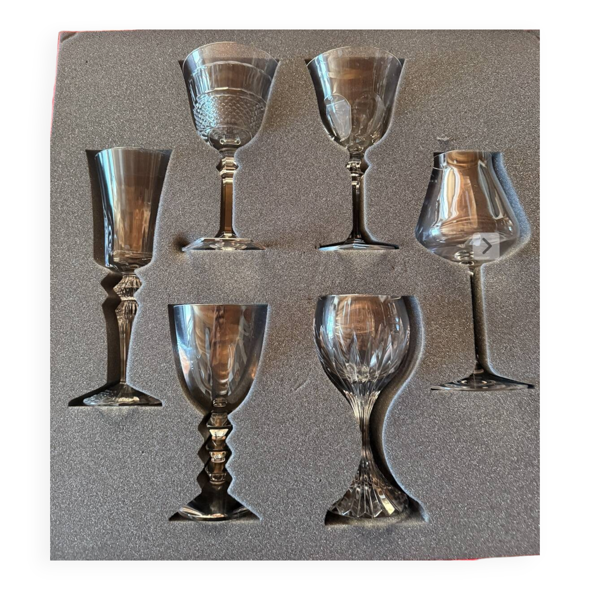 Set of 6 Bacarra glasses in their original packaging.