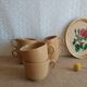 Set 6 coffee cups in sarreguemines sandstone france vintage