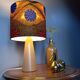 Table lamp in blond wood with handmade wax shade