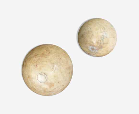 Boules de billard anciennes en ivoire 2 lots de 2 boulles | Selency