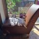 Fauteuil cuir art déco 1930 base bois