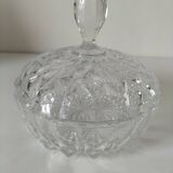 Large vintage pressed glass candy box – diamond pattern