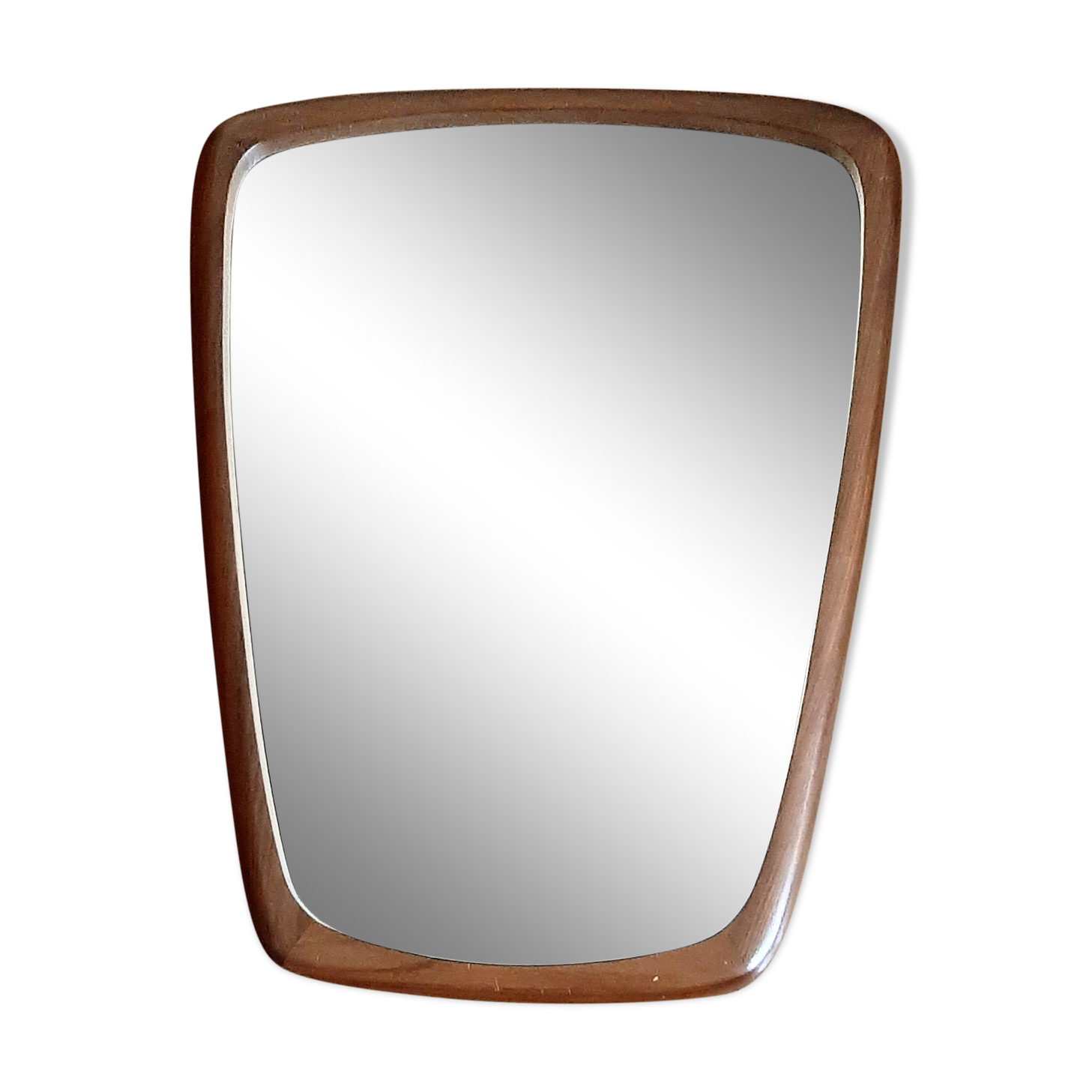 Scandinavian mirror free-form in teck 1960 48x62cm