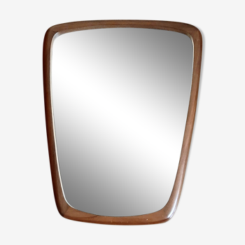 Scandinavian mirror free-form in teck 1960 48x62cm