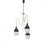 Brass chandelier with 3 pendants, 1950s