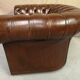 Pair of Chesterfield brown leather armchairs