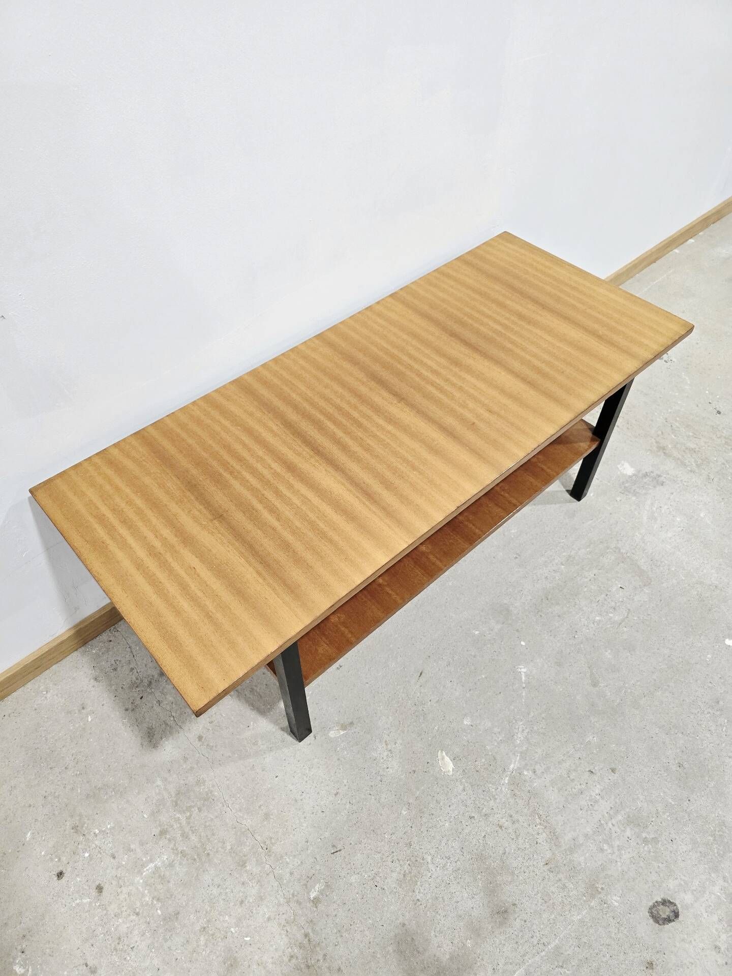 Vintage 1970s Wooden Coffee Table with Lower Shelf – Mid-Century Moder