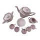 Coffee service, art deco tea, powder pink and silver stamped Czechoslovak porcelain