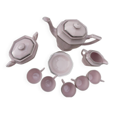 Service à café, thé art déco, rose poudré et argent porcelaine Tchécoslovaque estampillé