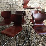 Set of 6 vintage Pagholz Flötotto stackable chairs in Pagwood