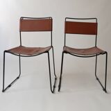 Stacking Chairs by Giandomenico Belotti for Alias, 1980s in leather