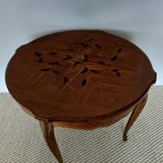 Flying table in Louis XV style with floral marquetry and bronze fittings.