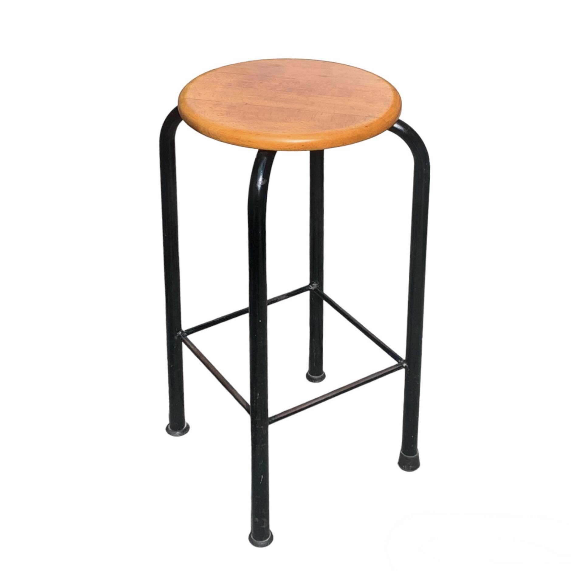 Vintage industrial stool in wood and metal