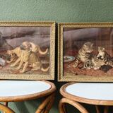 Pair of dog and cat chromolithographs, 19th century