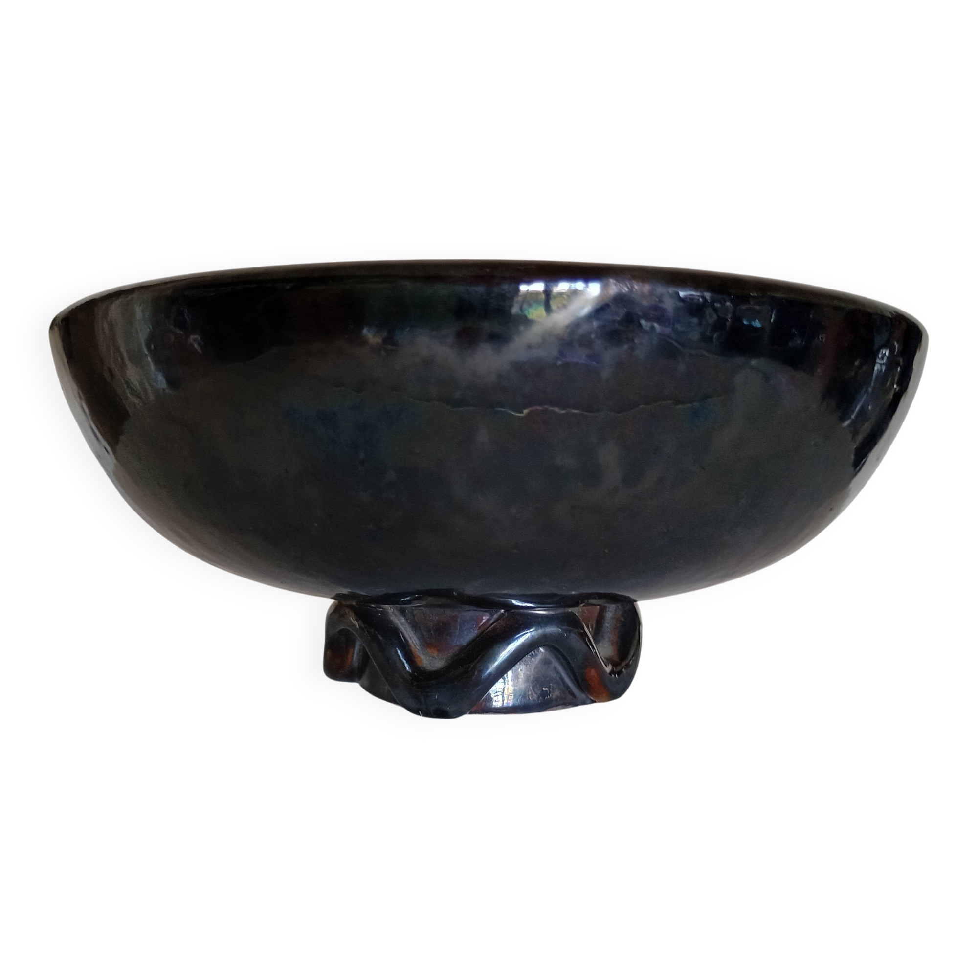 Jean Bacus (1885-1952) - Petite coupe grès glaçure noire JB Vallauris