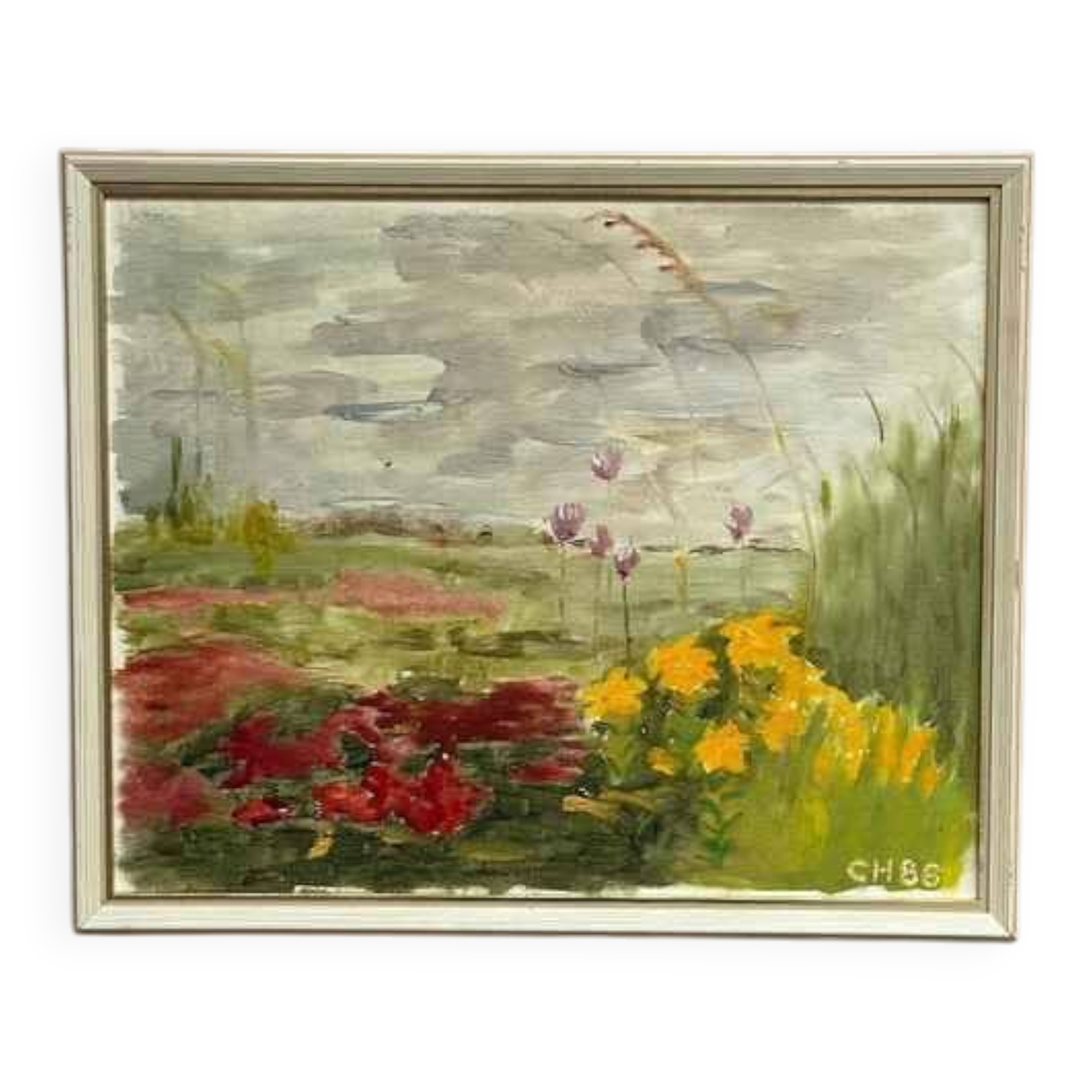 Original Swedish Oil On Panel – “Wild Flowers In Meadow”