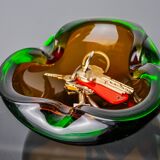 Sommerso brown and green pocket emptier by Flavio Poli for Seguso, Mu glass