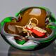 Sommerso brown and green pocket emptier by Flavio Poli for Seguso, Mu glass