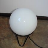 Vintage globe lamp – 1980s, frosted glass, metal frame, E27