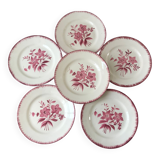 Set of 6 flat plates longchamp pinks years 30-40