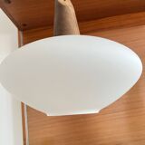 Pendant lamp in teak and opaline glass by Uno and Östen Kristiansson Luxus 50s