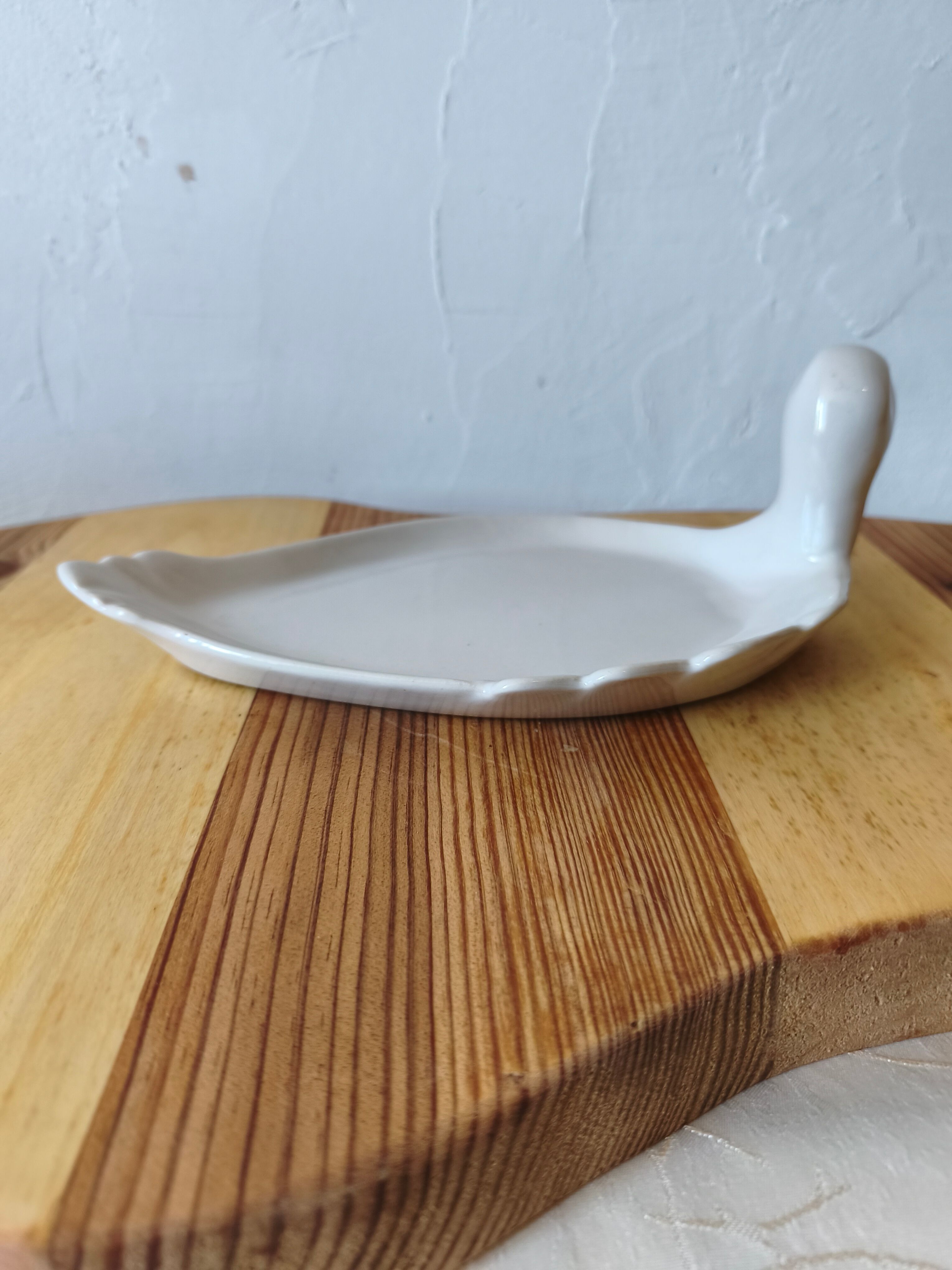 Vintage foie gras dish - duck - white ceramic