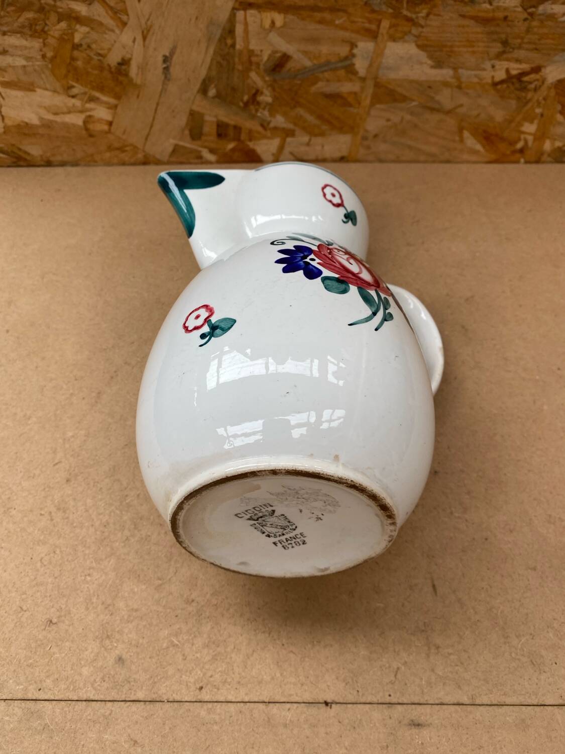 Old Teapot DIGOIN Sarreguemines White Ceramic Flower Decor #B631