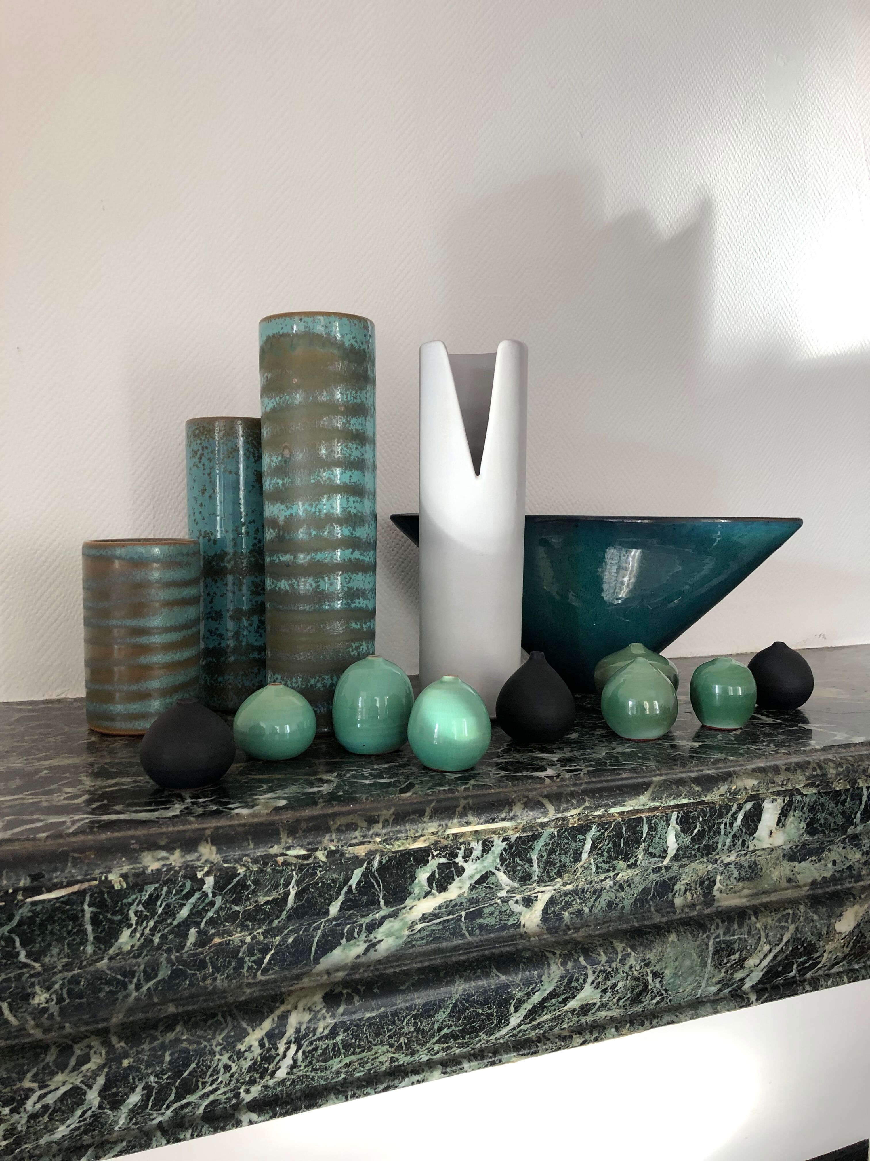 Trio of vintage ceramic vases by Antonio Lampecco