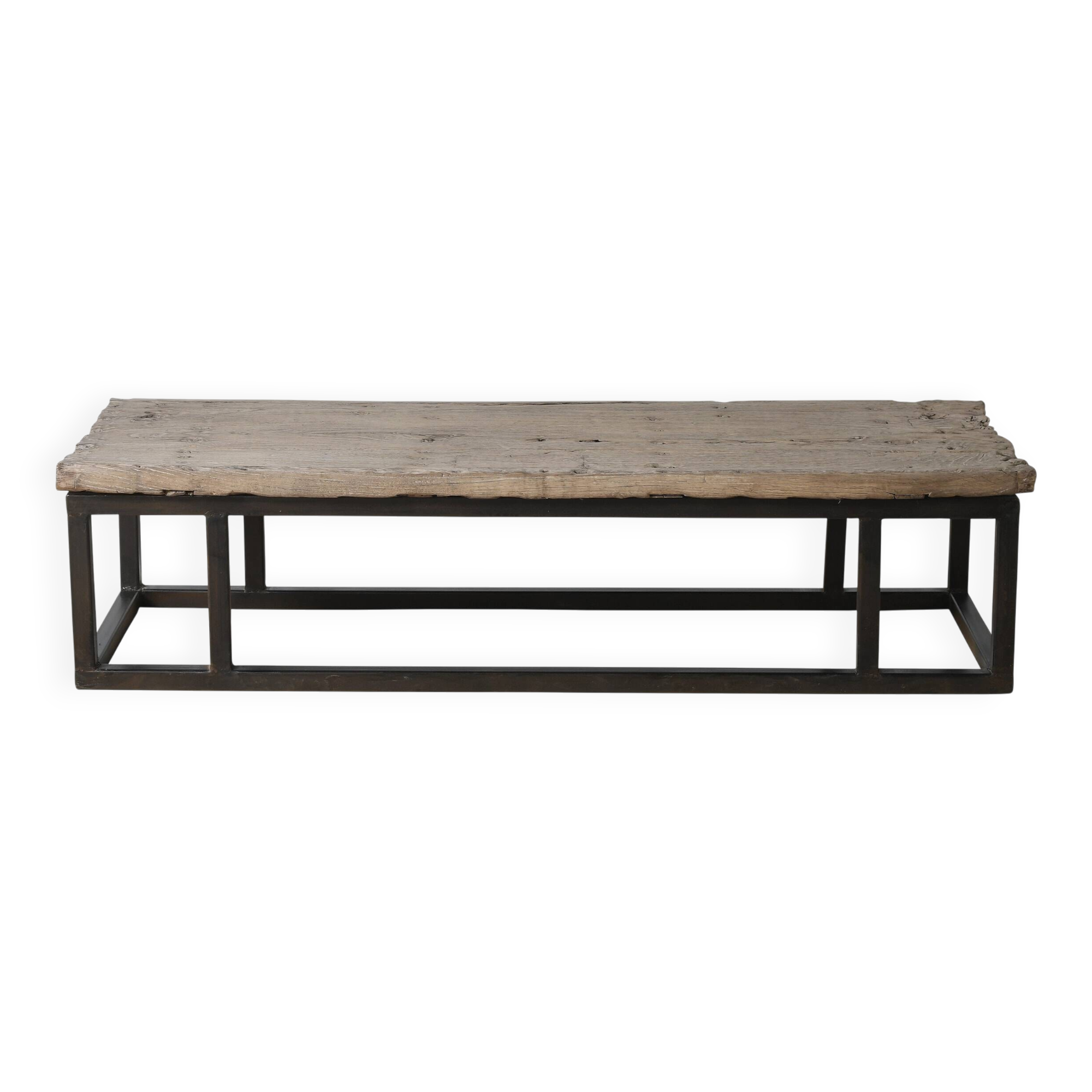 Guyuan – Coffee table in ancient elm with a metal structure no. 2