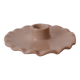 Ceramic candle holder beige serrated plate