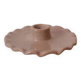 Bougeoir en céramique assiette dentelée beige
